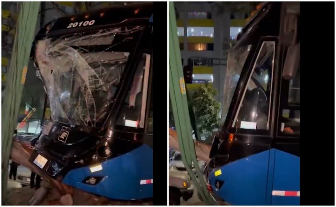 Trolebús se impacta contra árbol en Eje Central. Foto: Especial