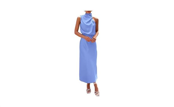 🛒Compra aquí: PRETTYGARDEN - Vestido de satén cuello alto