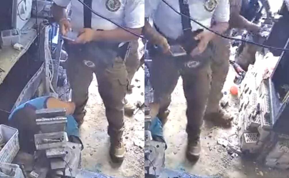 La víctima fue identificada como Osvaldo Garza Covarrubias, dueño de la herrería en Coahuila, quién acusa al agresor de robarle 25 mil pesos. Foto: Captura de video