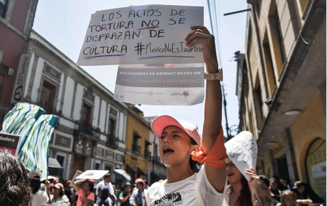 Antitaurinos protestan en el Congreso de la CDMX mientras esperan el dictamen en contra de las corridas de toros. Foto: Yaretzy M. Osnaya / EL UNIVERSAL