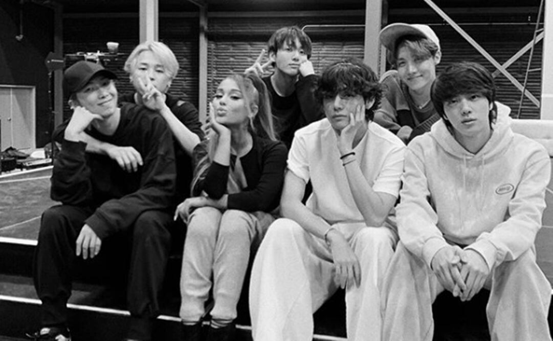 Ariana Grande y la banda BTS. Foto: Instagram 