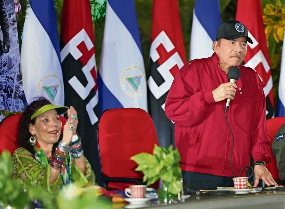 El mandatario de Nicaragua, Daniel Ortega, y la vicepresidenta Rosario Murillo, en Managua, el 28 de mayo pasado. Foto: Jairo Cajina AFP