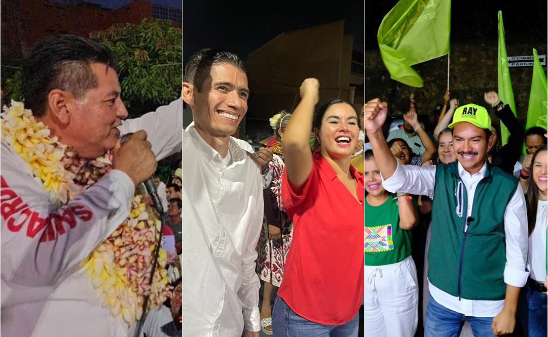 Daniel Sosa, candidato del PT y ganador en Salina Cruz; Fernando Huerta, candidato petista, ganador en Tuxtepec y Ray Chagoya, candidato del Verde y virtual ganador en la capital de Oaxaca / Foto: Especial