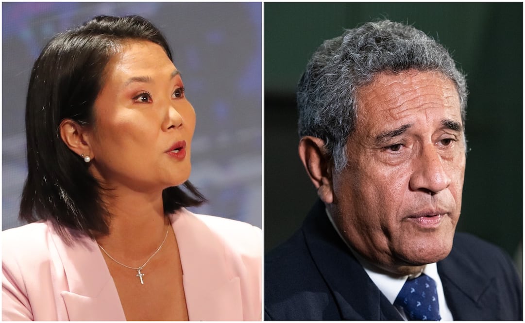 Fotos de Keiko Fujimori y Mesías Guevara, candidatos a la presidencia de Perú. Foto (EFE).