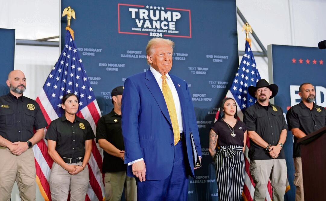 El expresidente Donald Trump, candidato presidencial republicano, ayer antes de una conferencia en el Aeropuerto Internacional de Austin-Bergstrom, Texas. Foto: Alex Brandon / AP