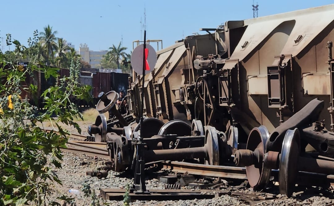 Tren cargado con granos se descarrila en Culiacán; cuatro vagones volcaron cerca de antigua estación. Foto: Especial