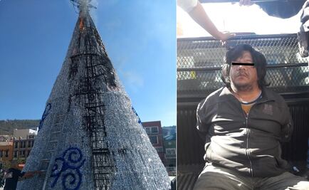 Hombre prende fuego a árbol de Navidad en Pachuca