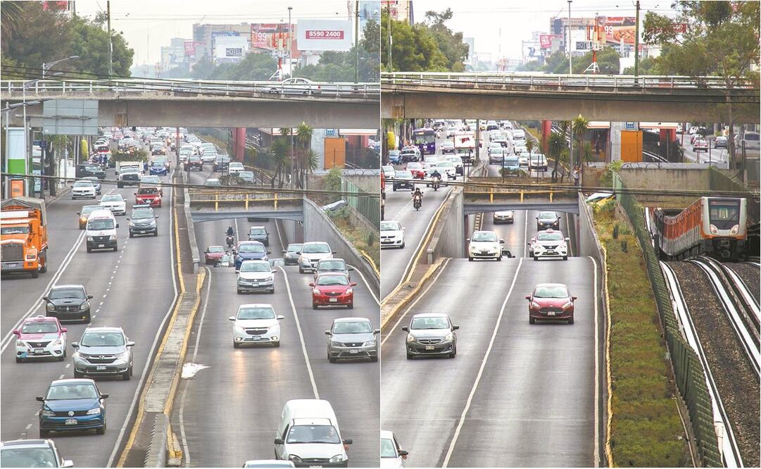 Con la aplicación del Hoy No Circula extendido disminuyó el aforo vehicular en Calzada de Tlalpan y otras arterias de la Ciudad. Fotos: GERMÁN ESPINOSA. EL UNIVERSAL
