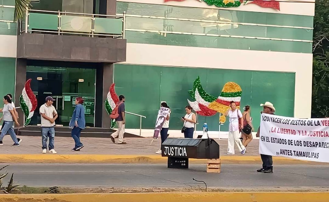 Activistas y familiares de Danna Yanina “N” realizaron una nueva protesta frente a la presidencia municipal de Ciudad Madero 01/09/2026 | Foto: Especial.
