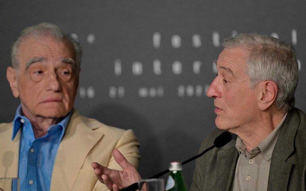 Martin Scorsese y Robert de Niro en la edición 76° del Festival de Cine de Cannes.
Foto: AFP