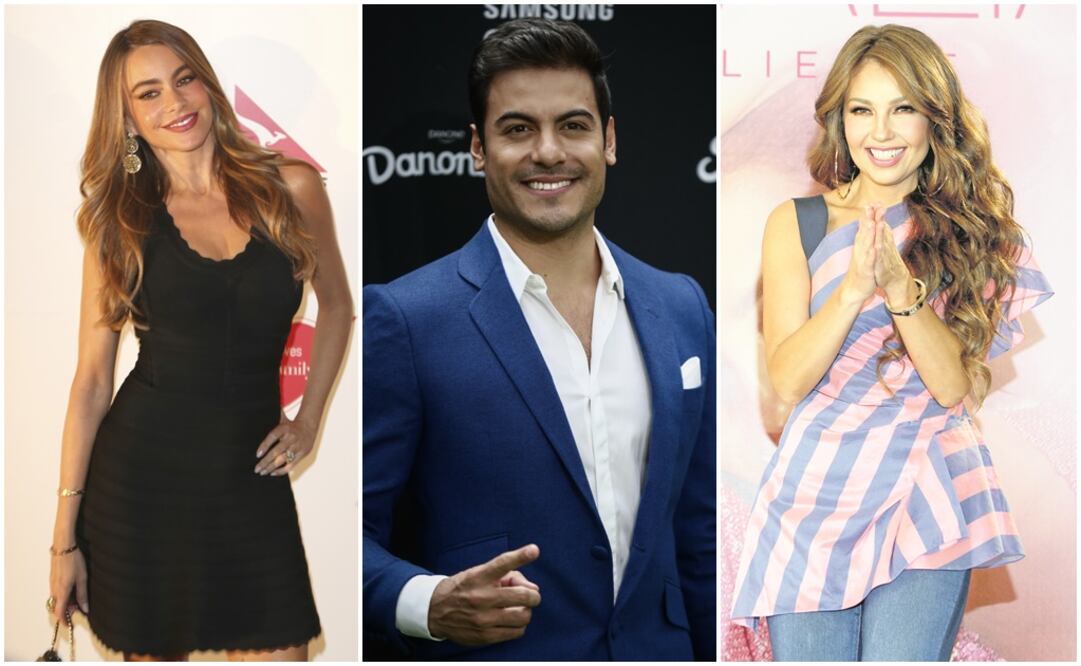 Sofía Vergara, Carlos Rivera y Thalía. Fotos: Diego Simón Sánchez y Archivo