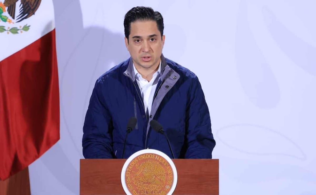 Jorge Mendoza Sánchez, director general del Banco Nacional de Obras y Servicios Públicos (Banobras), durnate la mañanera de este 2 de febrero del 2026. Foto: Fernanda Rojas / EL UNIVERSAL