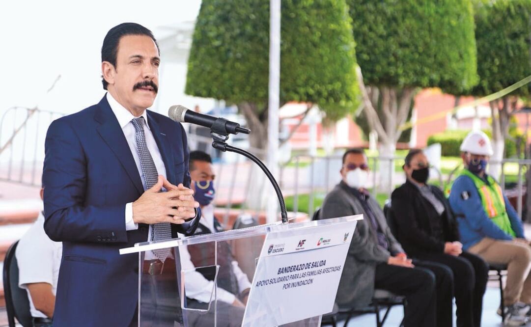 Omar Fayad dijo que las recientes inundaciones en la región se deben a los caudales de aguas residuales que regresan del Valle de México. Foto: ESPECIAL