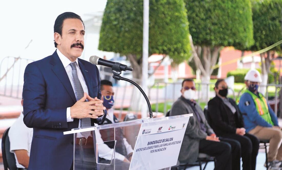 Omar Fayad dijo que las recientes inundaciones en la región se deben a los caudales de aguas residuales que regresan del Valle de México. Foto: ESPECIAL