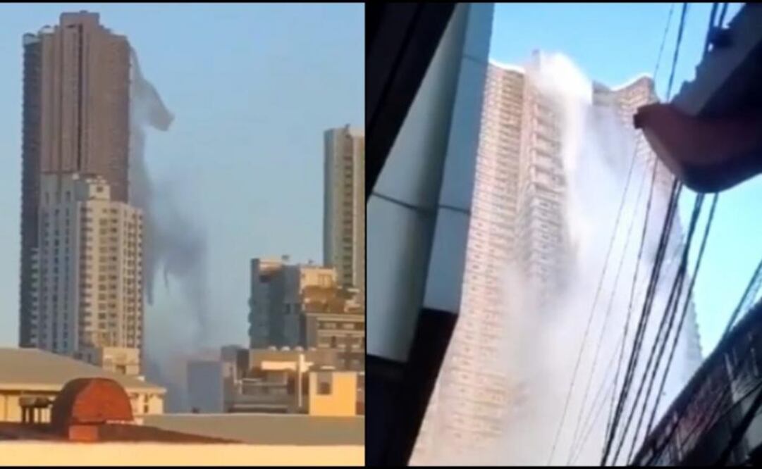 Terremoto en Filipinas: el aterrador momento en que se quiebra la piscina de un rascacielos. (Fotos: Captura de videos)