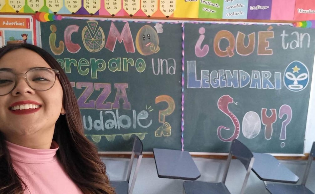 Maestra pide a alumnos sustituir el “presente” por frases populares mexicanas al pasar lista. Foto: Cortesía