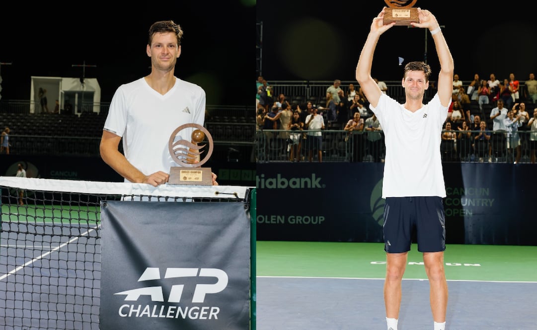 Hubert Hurkacz levanta el trofeo de campeón en Cancún / Foto: Cortesía Cancun Open Country