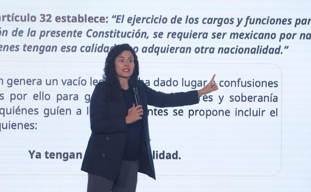 Luisa María Alcalde, consejera Jurídica de la Presidencia, durante la conferencia de prensa de la presidenta Claudia Sheinbaum (27/08/2026). Foto: Gabriel Pano / EL UNIVERSAL