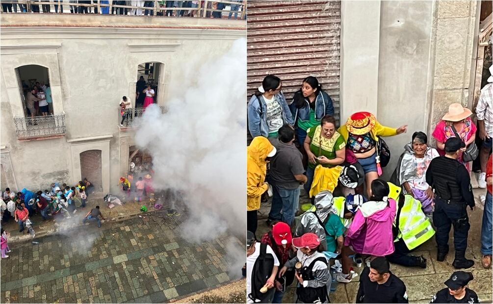 Explosión de pirotecnia en Convite de Oaxaca deja siete personas heridas previo a la Guelaguetza. Foto: Fernando Miranda