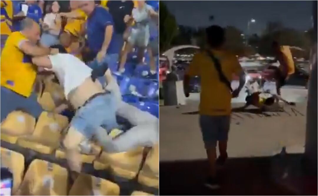FOTO: La violencia vuelve a la Liga MX; aficionados se enfrentan en el Tigres ante América - ESPECIAL