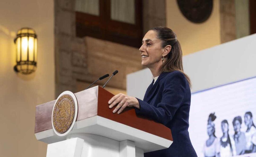 La presidenta Claudia Sheinbaum durante la mañanera de este 11 de agosto del 2025. Foto: Presidencia.