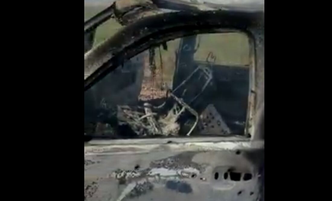 Captura de pantalla, vehículo de la familia LeBarón calcinado