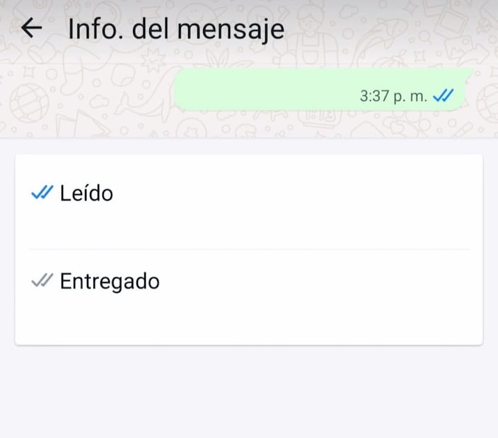 Así se muestra la lectura de mensajes con las listas de difusión de WhatsApp. Foto: Captura de pantalla