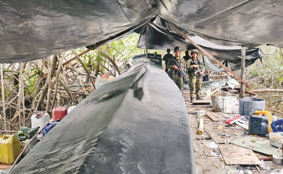 En América, Colombia es el país más afectado por el crimen, según el Índice Global de la Delincuencia Organizada. En la foto, un narcosubmarino. Foto: AFP