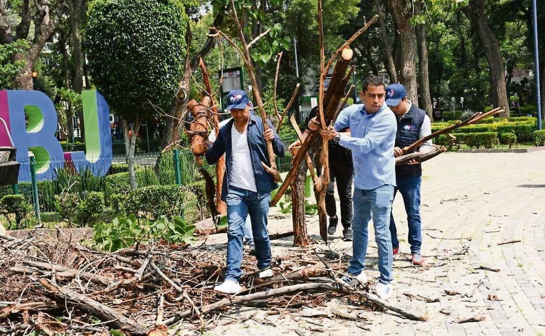 Los trabajos incluyeron poda de áreas verdes, así como barrido manual de andadores. Foto: Especial