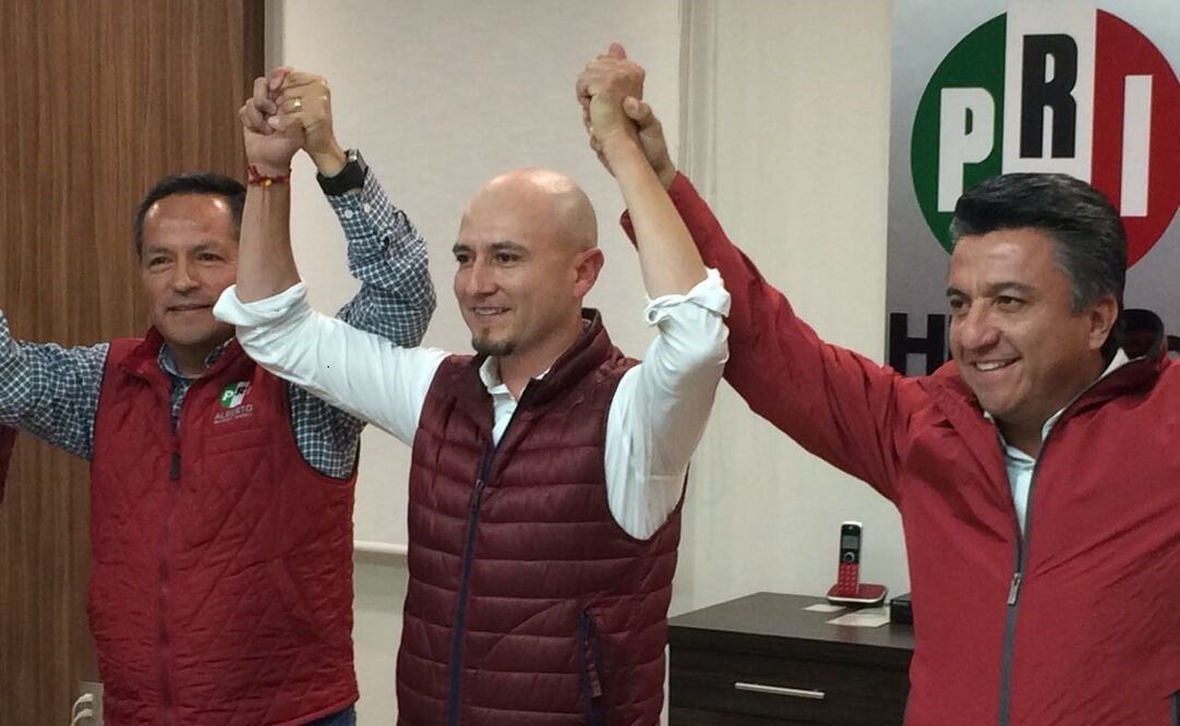 El PRI celebrando un eventual triunfo electoral en Hidalgo. FOTO: Dinorath Mota