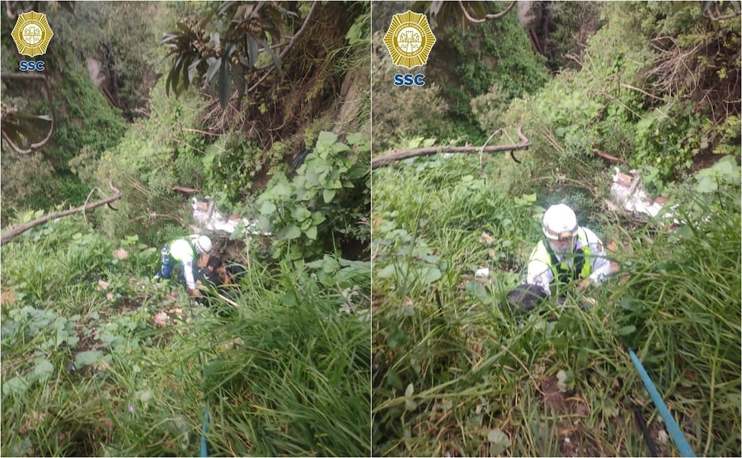 Rescatan a un hombre que cayó a barranco de 10 metros en Álvaro Obregón. Foto: Especial