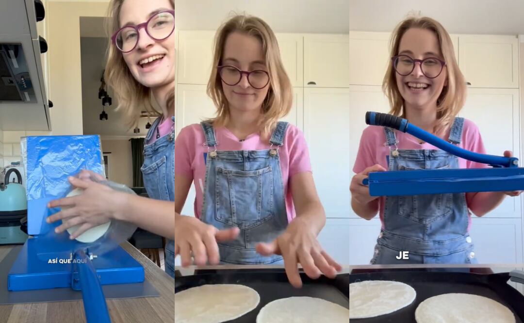 La Tiktoker ‘Gaby con sombrero’ confesó que ama las tortillas, por lo que se llevó una prensadora a su país. Foto: TikTok