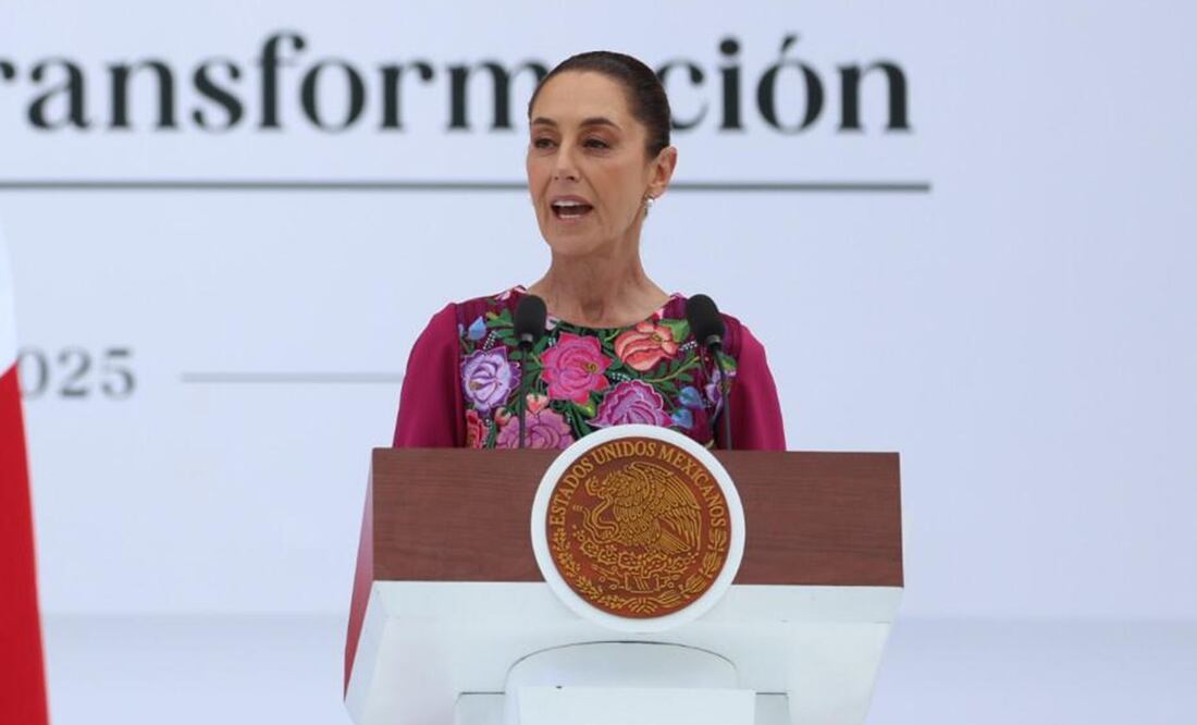 Discurso por los 100 días de gobierno en el Zócalo capitalino, la presidenta Claudia Sheinbaum Pardo. Foto: Diego Simón / EL UNIVERSAL