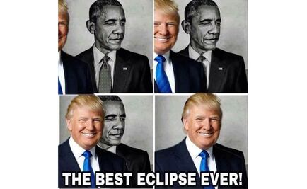 "El mejor eclipse de la historia": Trump comparte meme tapando a Obama