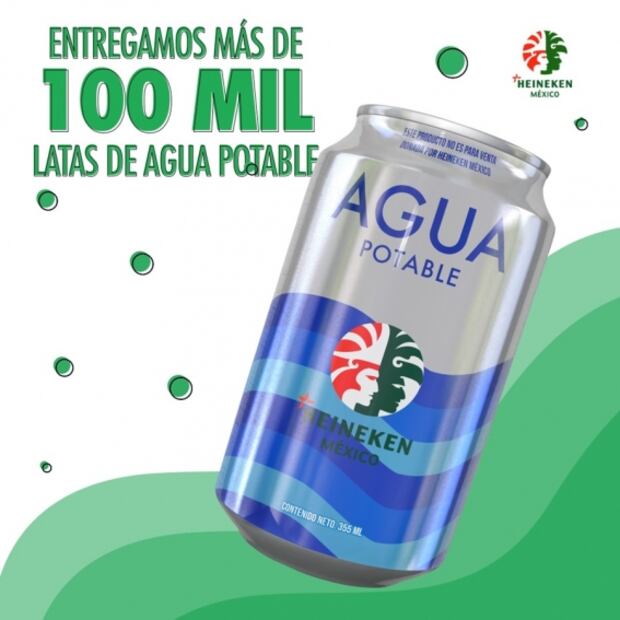 Heineken suma 15 mil botellas de gel y más de 100 mil latas de agua donadas