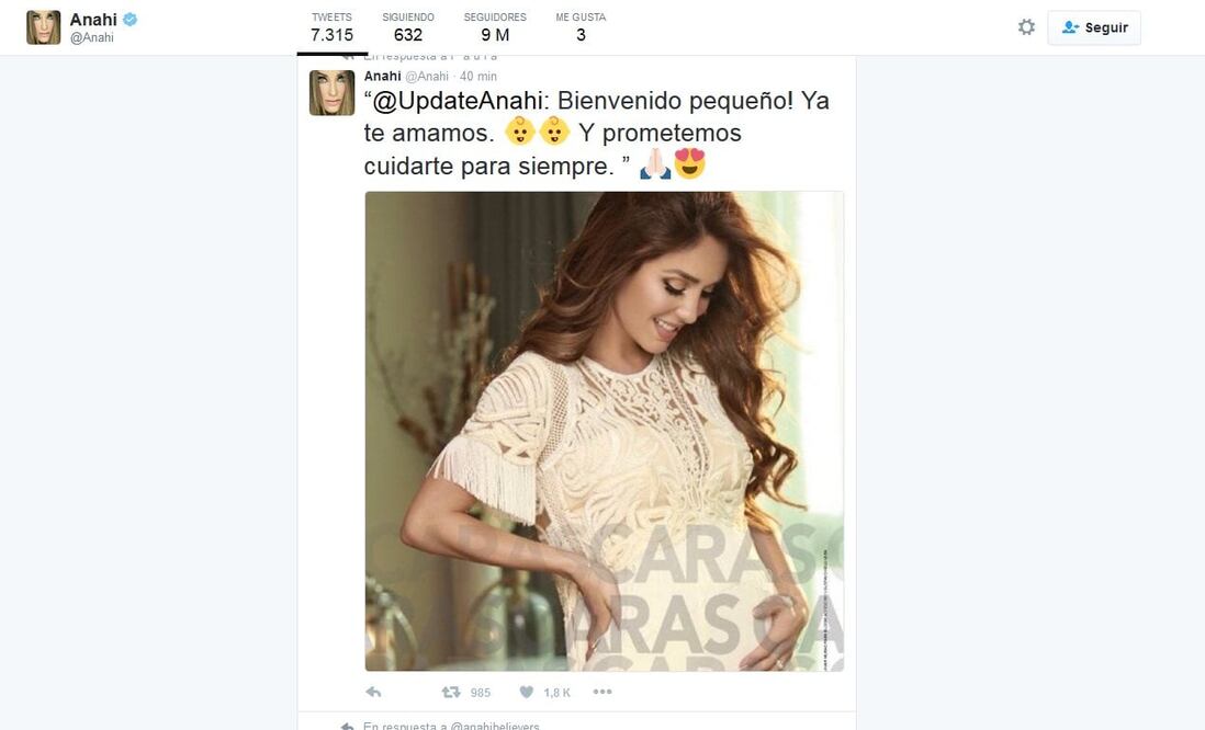Imagen tomada del Twitter de Anahí