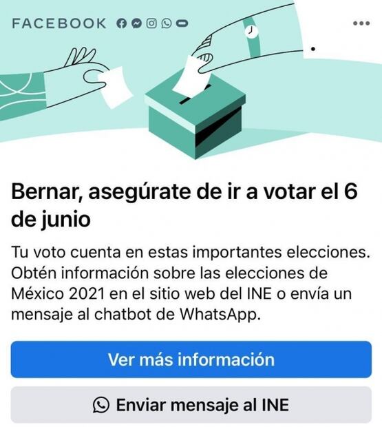 “Tu voto cuenta en estas importantes elecciones”: Así invita Facebook a votar el 6 de junio