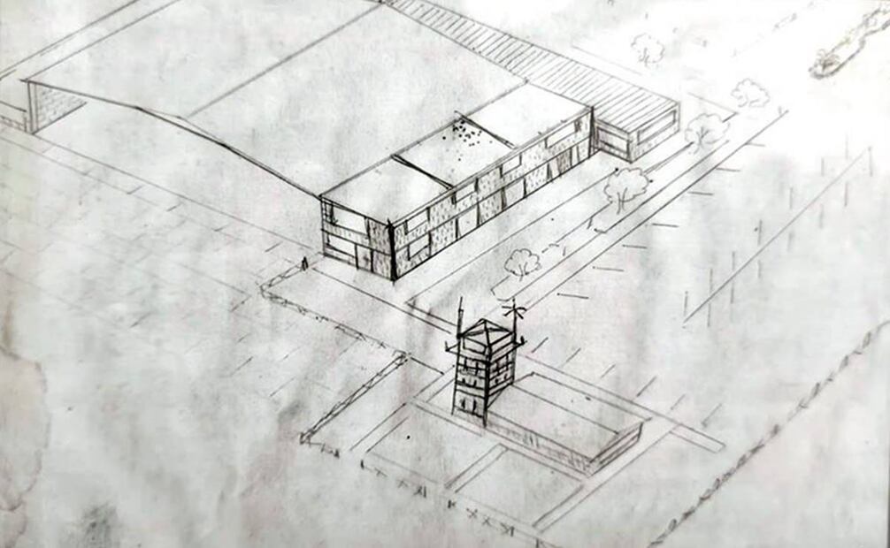 Croquis hecho a mano de la proyección de su propio Aeródromo Rodolfo Amaparán con orientación privilegiada y conforme a los vientos dominantes. Cortesía.
