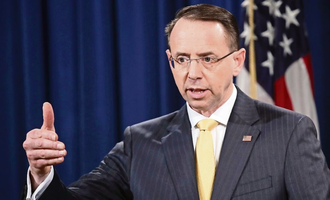 El fiscal general adjunto, Rod Rosenstein, afirmó que no hay pruebas de que la injerencia rusa haya impactado el resultado de las presidenciales de EU en 20 16. (WIN MCNAMEE. AFP)