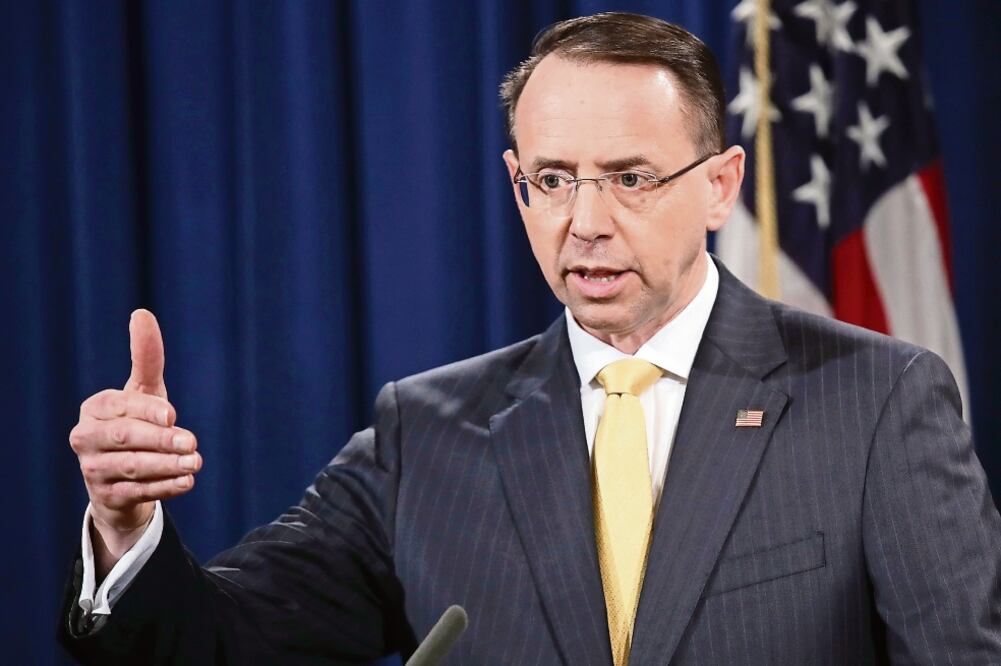 El fiscal general adjunto, Rod Rosenstein, afirmó que no hay pruebas de que la injerencia rusa haya impactado el resultado de las presidenciales de EU en 20 16. (WIN MCNAMEE. AFP)