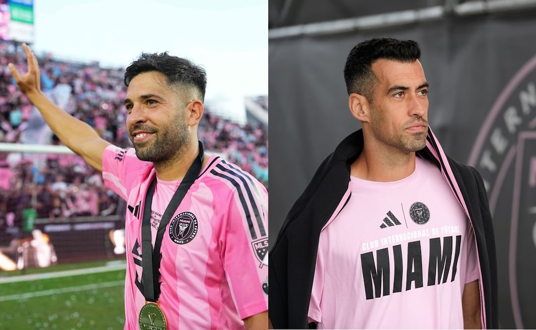 Jordi Alba y Sergio Busquets con el Inter Miami - Fotos: AFP/AP