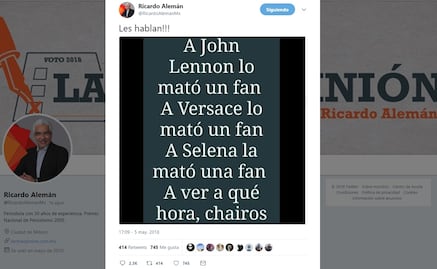 Reprueban en redes a Ricardo Alemán por polémico “tuit”