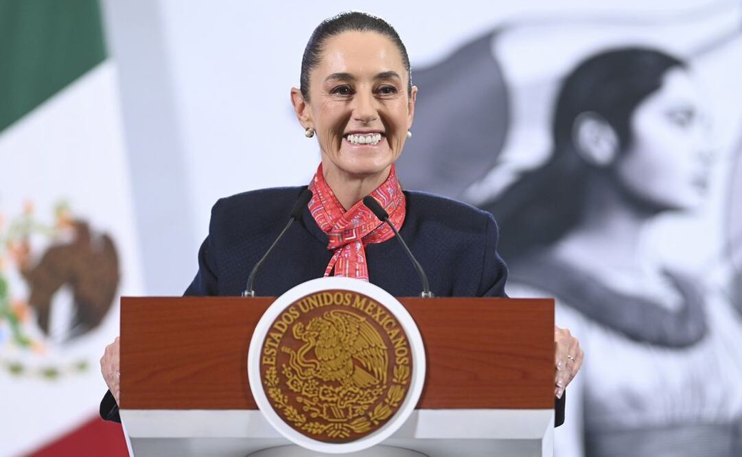 Claudia Sheinbaum, presidenta de México, durante la mañanera del 10 de febrero del 2025 en Palacio Nacional. Foto: Presidencia