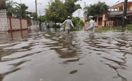 Por inundaciones tras fuertes lluvias, activan Plan GN en Lerdo de Tejada, Veracruz