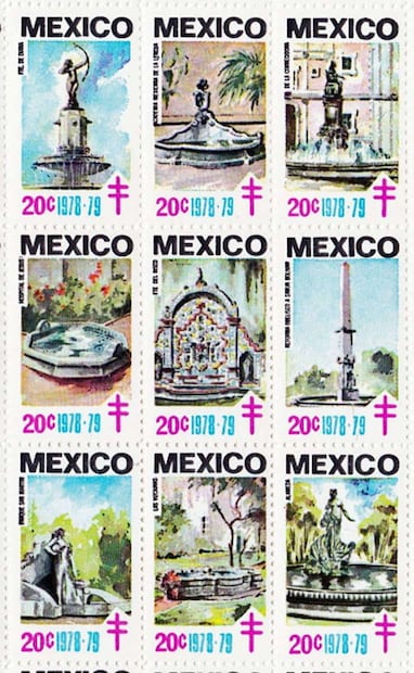 Timbres antituberculosos, 1970. Además de los timbres, el CNLT realizó un documental llamado “Una Idea de Oro”, estrenado en el XVII Congreso Internacional de la Tuberculosis y doce cines capitalinos, con la historia de los “christmas seals” y su llegada a México. Foto: ESPECIAL/Tomado de John Denune's ChristmasSeals.net.