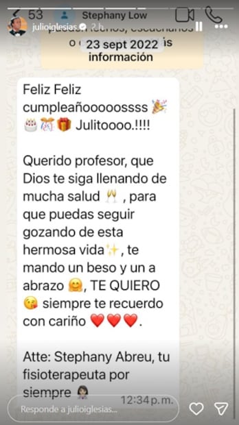 Tras dejar su trabajo, seguía comunicándose con Julio. Foto: Instagram.