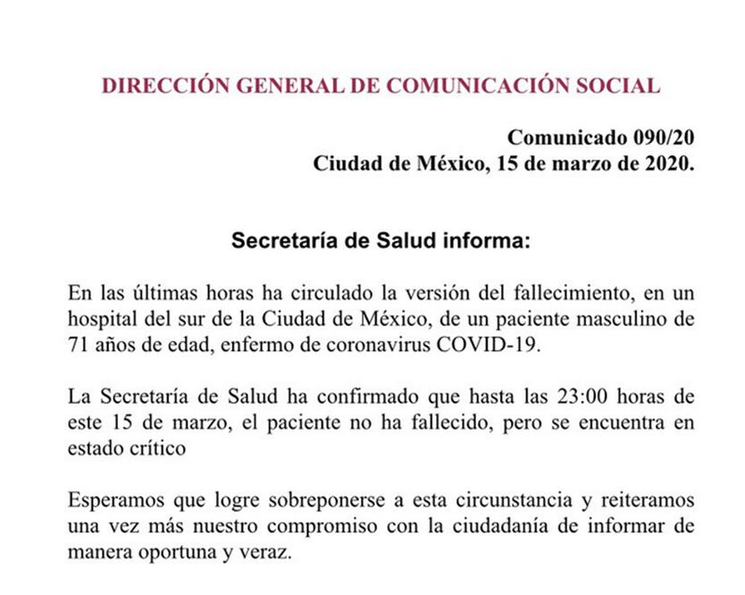 Ssa confirma en "estado crítico" al empresario José Kuri Harfush