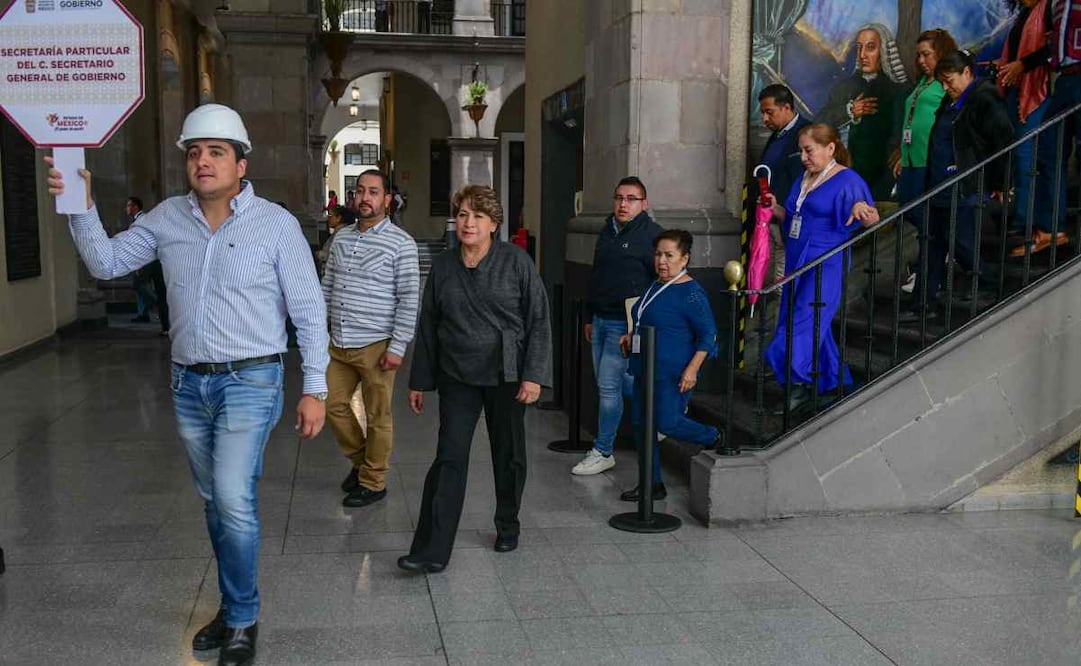 Delfina Gómez, gobernadora del Edomex, participando en el Simulacro Nacional 2025 / Foto: Especial
