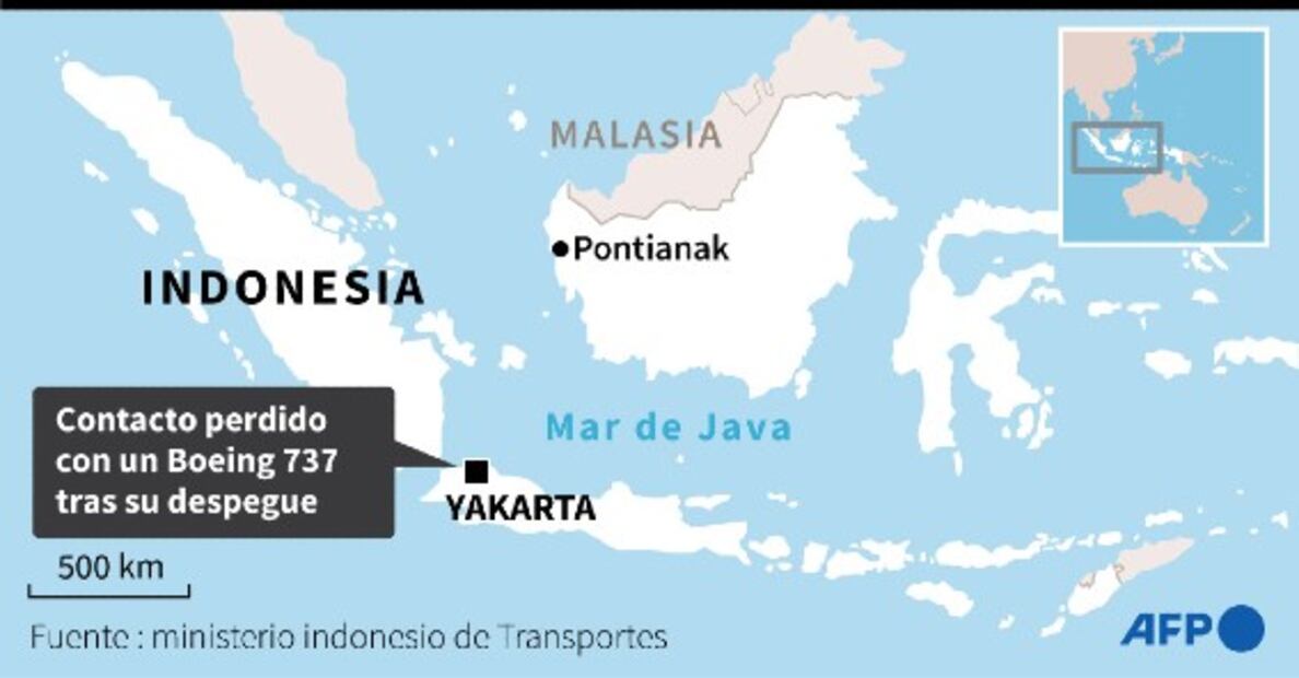 Indonesia reporta accidente de un avión con 62 personas a bordo