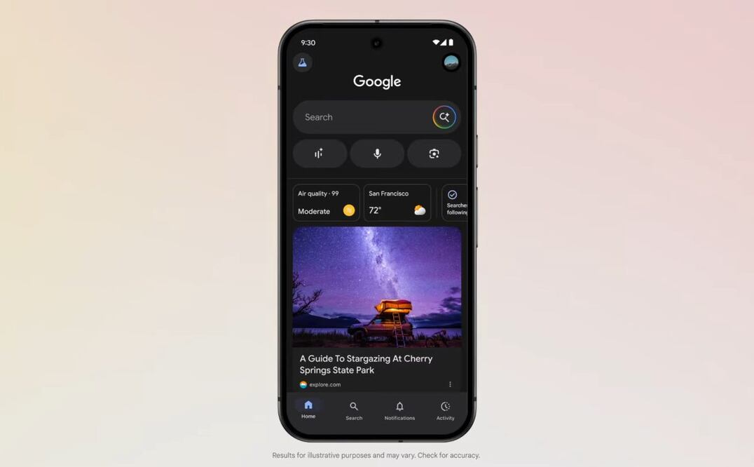 Google prueba chats de voz con IA en tiempo real en el buscador. Imagen: captura de pantalla